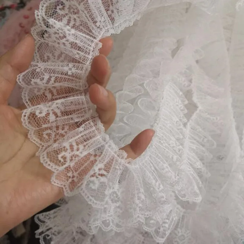 lace fabric 5CM wide embroidery flower trim ribbon DIY sewing applique collar ruffle craft christmas guipure decor