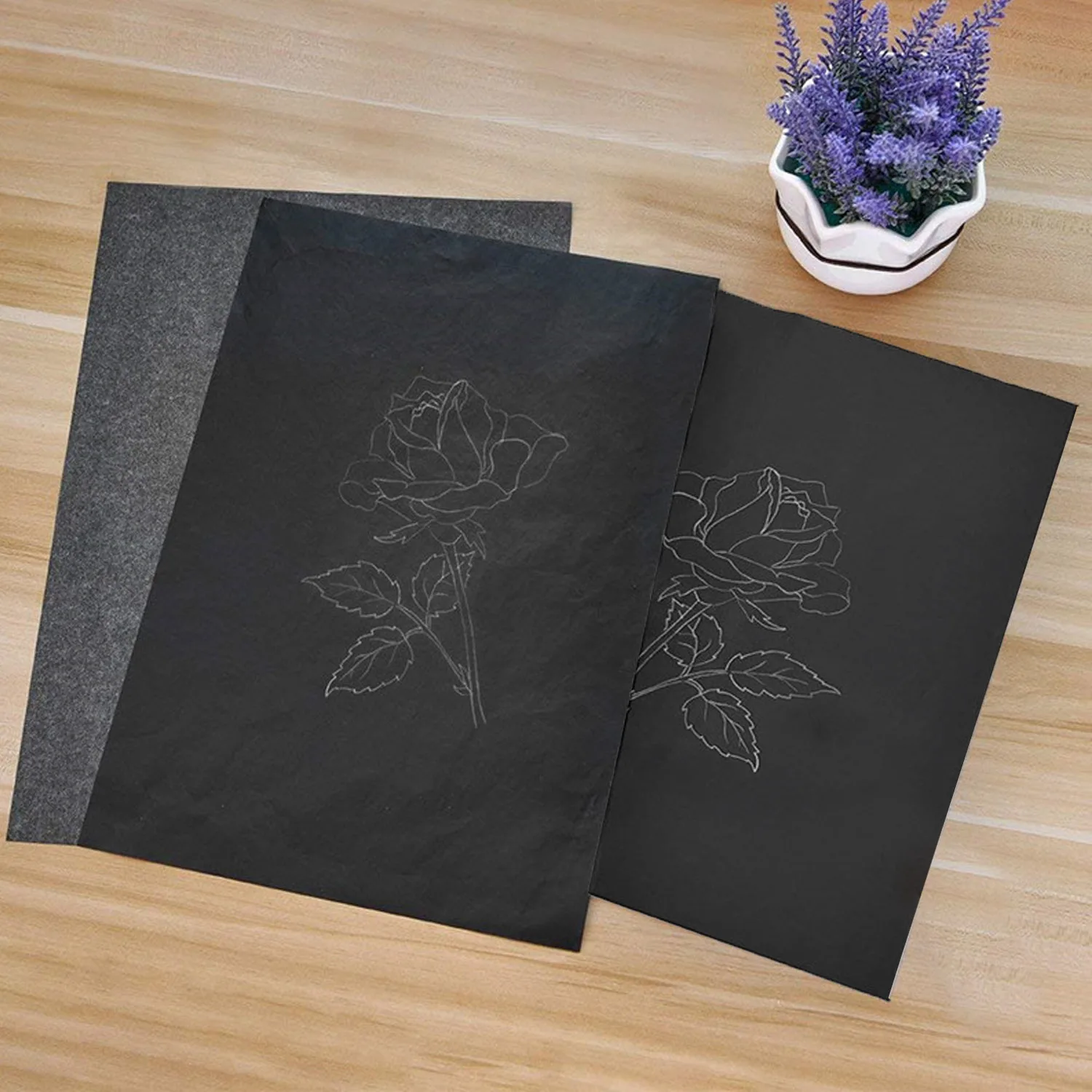 100 Sheet A4 Size Reusable Carbon Tracing Transfer Paper for Office School Home Canvas Wood Glass Metal Ceramic