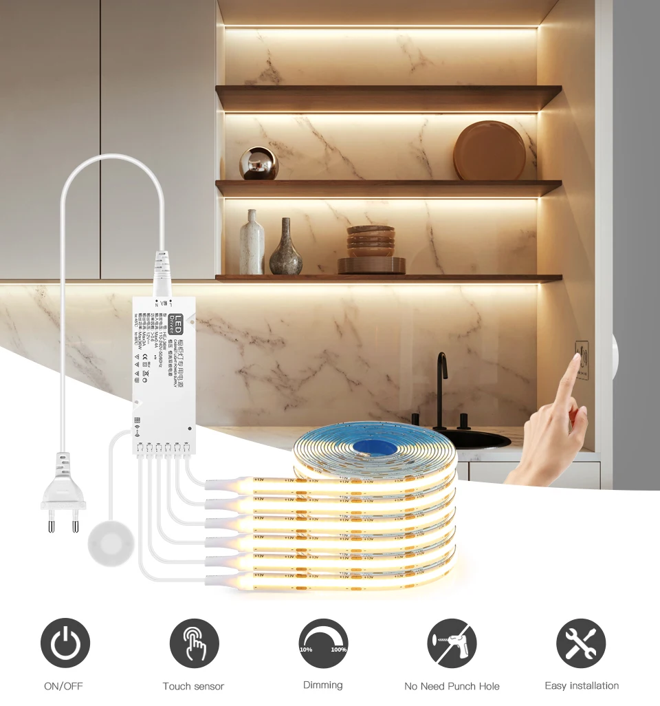 Description Picture 2 of itemCOB Led Under Cabinet Lights Touch / Hand Sweep Sensor LED Lamp For Kitchen Bedroom Night Light Bed Lamps Luminaria Lighting