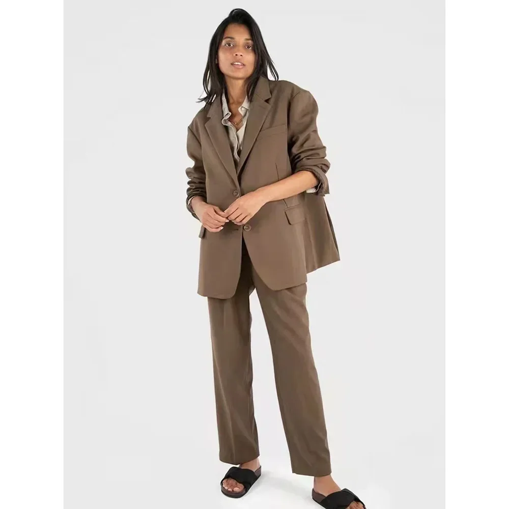 

Spring/autumn Ladies Suit Two Button Split Commuter Fashion Suit Coat High Waist Nine-point Suit Pants Casual Pants.