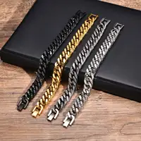 Bracelet chaîne épaisse plaqué or pour homme, bracelet chaîne cubaine épaisse en acier inoxydable, bijou de luxe hip-hop punk, cadeau pour lui 4