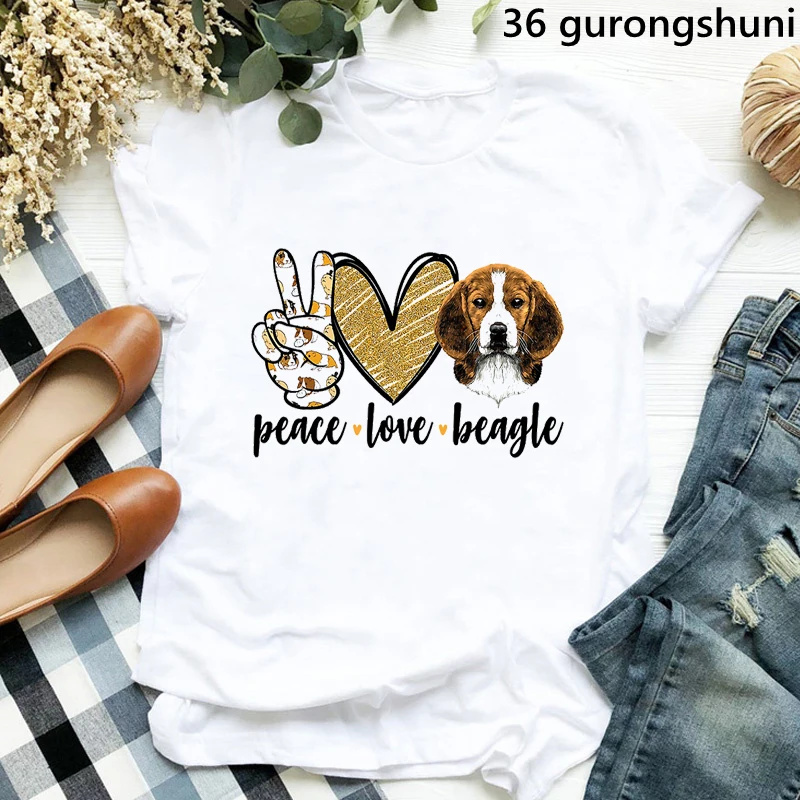 Frieden Liebe Border Collie/Cockerspaniel/Shih Tzu/Bernese/Pyrenäen Druck T-shirt Frauen Lustige Regenbogen Leopard T shirt Mädchen T-Shirt – Detail 34