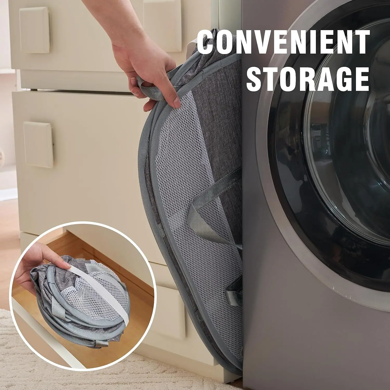 Foldable Pop-Up Laundry Hamper with Reinforced Handles for Home and Travel
