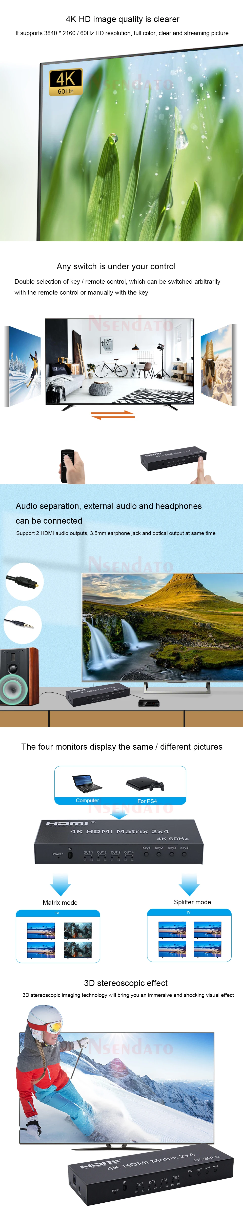 4 saídas, divisor de áudio, extrator aux spdif, para ps3 4, tv e dvd