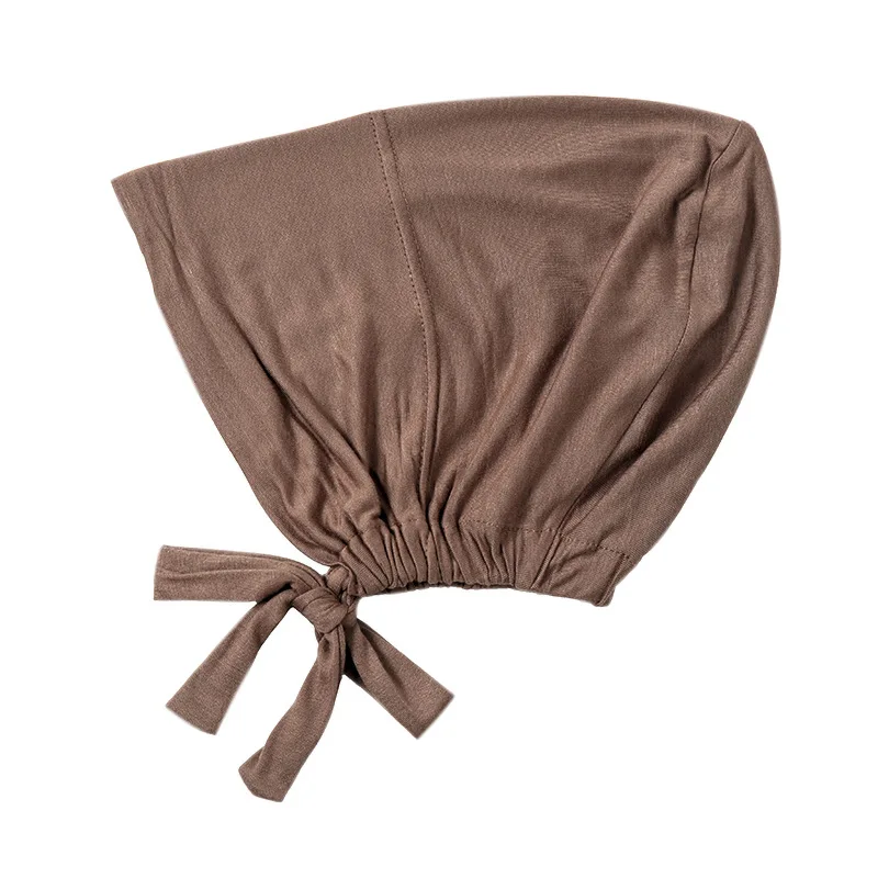 이슬람 여성 내부 Hijab 모자 스트레치 조절 가능한 탄성 보닛 타이 백 저지 여성 Headwrap Turbante Mujer