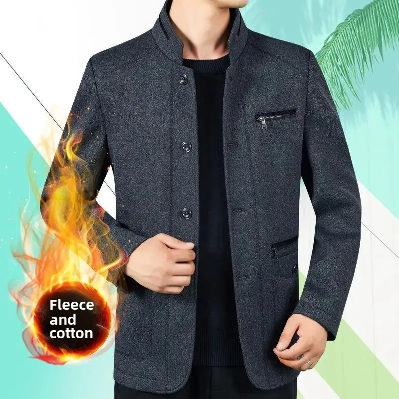 سترة الخريف والشتاء مبطنة بالصوف للرجال في منتصف ا...