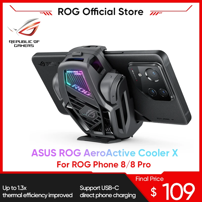 Asus Rog Aeroactive Cooler X Per Rog Phone 8/Rog Phone 8 Pro Funcooler Supporto Per Ventola Di Raffreddamento Rog Gaming Accessori Per Telefoni
