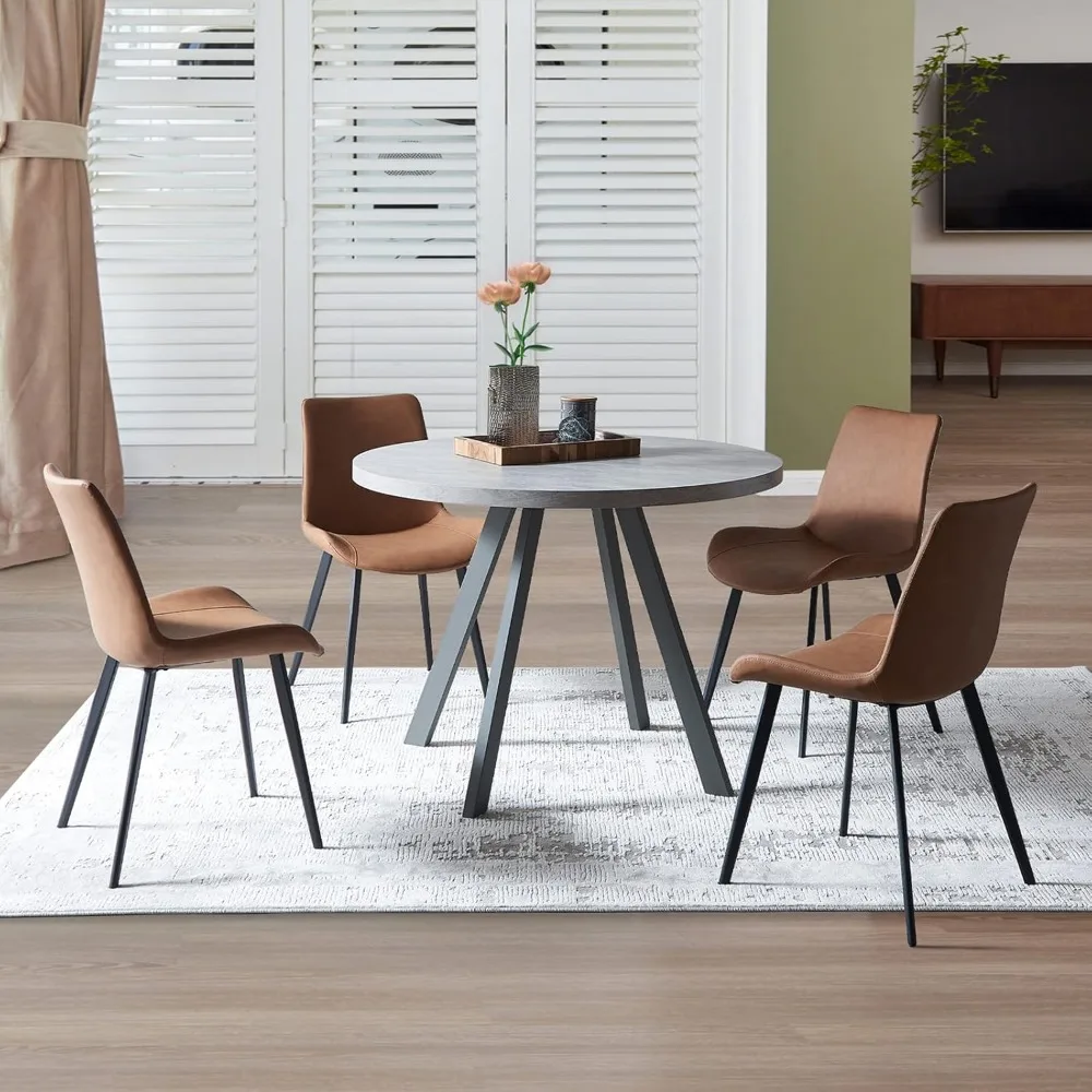 Dinner Chairs Set of 4, Kitchen Dining Room Chairs, Upholstered Dining Accent Side Chair in Faux Leather Cushion Seat, Chair 4