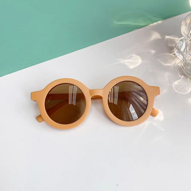 Children Boy Girl Cute Leopard Double Color Cartoon Bear Shape Round Sunglasses Kids Vintage Sunglasses UV400 Protection Classic Light orange-A
