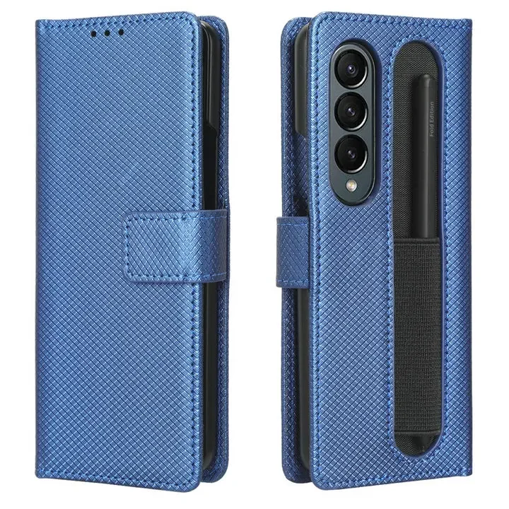 Leather Wallet Case with Pen and Card Slots