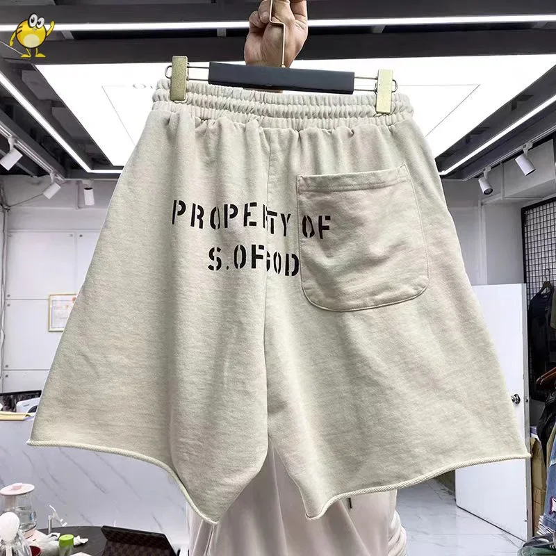 Apricot Khaki Saint Shorts Men Woman Hip Hop Heavy Fabric Vintage High Street Graffiti Good Quality Joggers