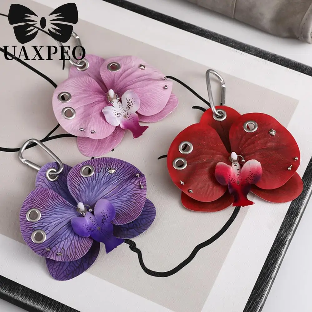 Keychain fashion simulation flower orchid lily colorful backpack decoration flower bag pendant gifts simulation