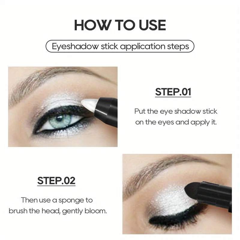 Pearlescent Eyeshadow Pencil Stick Makeup Effect Highlight Stick, Black & Grey Shimmer Eye Shadow Pen with Eyeliner, 1pc 6 Pearlescent Eyeshadow Pencil Stick Makeup Effect Highlight Stick, Black & Grey Shimmer Eye Shadow Pen with Eyeliner, 1pc 6