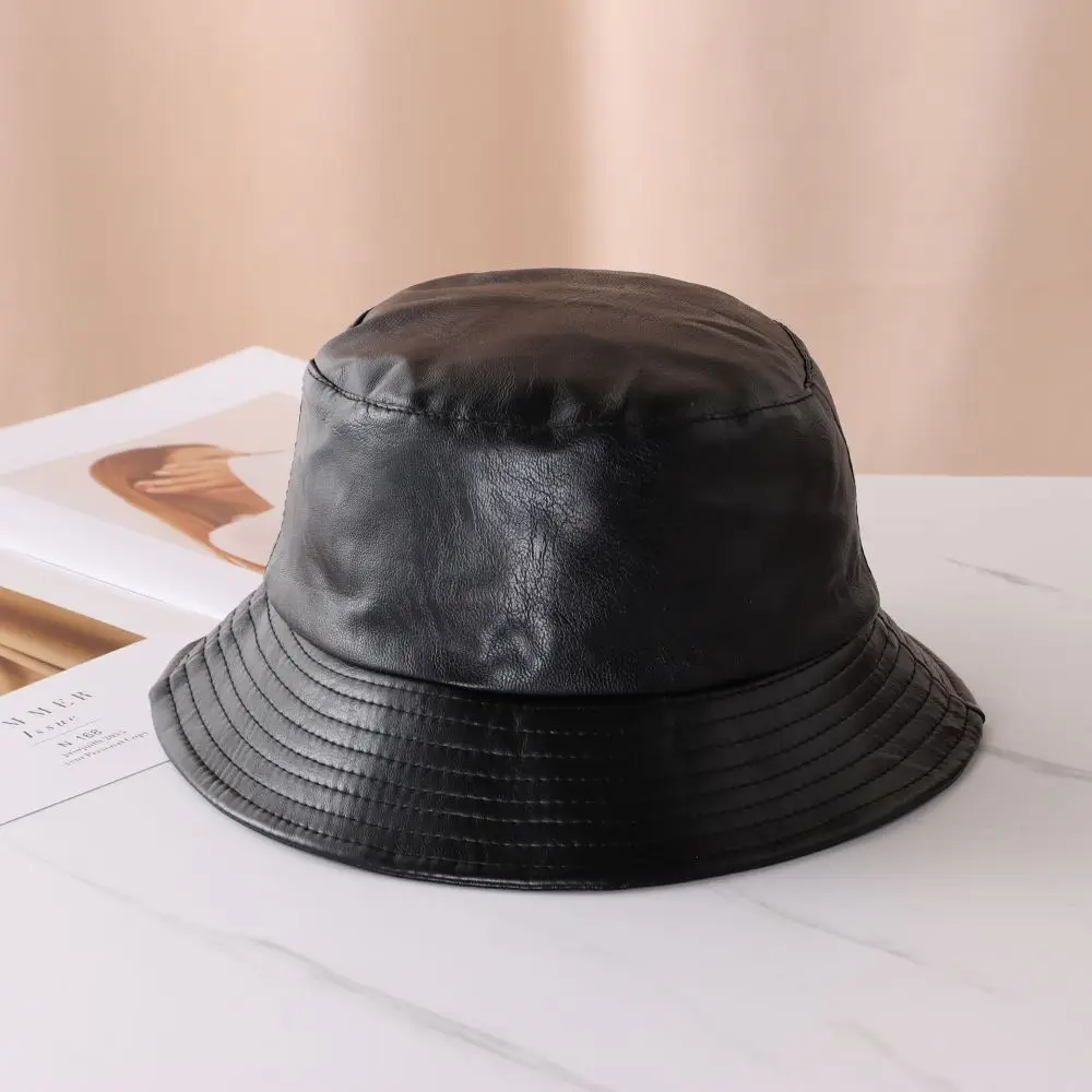 Women Men Hiking Waterproof Outdoor Leather PU Bucket Hat Fisherman Cap Sun Caps chapeau homme &eacute;t&eacute; gorra cuero панама летняя