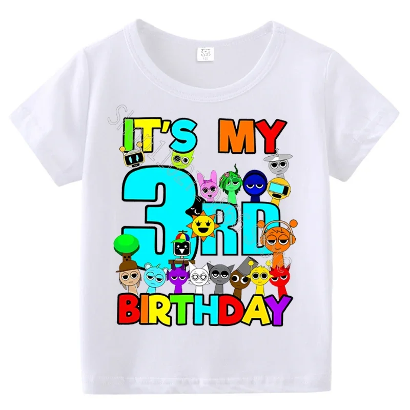 الصيف قصيرة الأكمام Sprunki Incredibox طباعة الأطفال تي شيرت الاطفال ملابس الفتيان الفتيات القطن تيز القمم هدايا حفلة عيد ميلاد