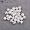JUNAO 8mm 10m 12mm White Pearl Buttons Sewing Rhinestone Button Decorative Round Plastic Button Pearl Applique for Dress 1
