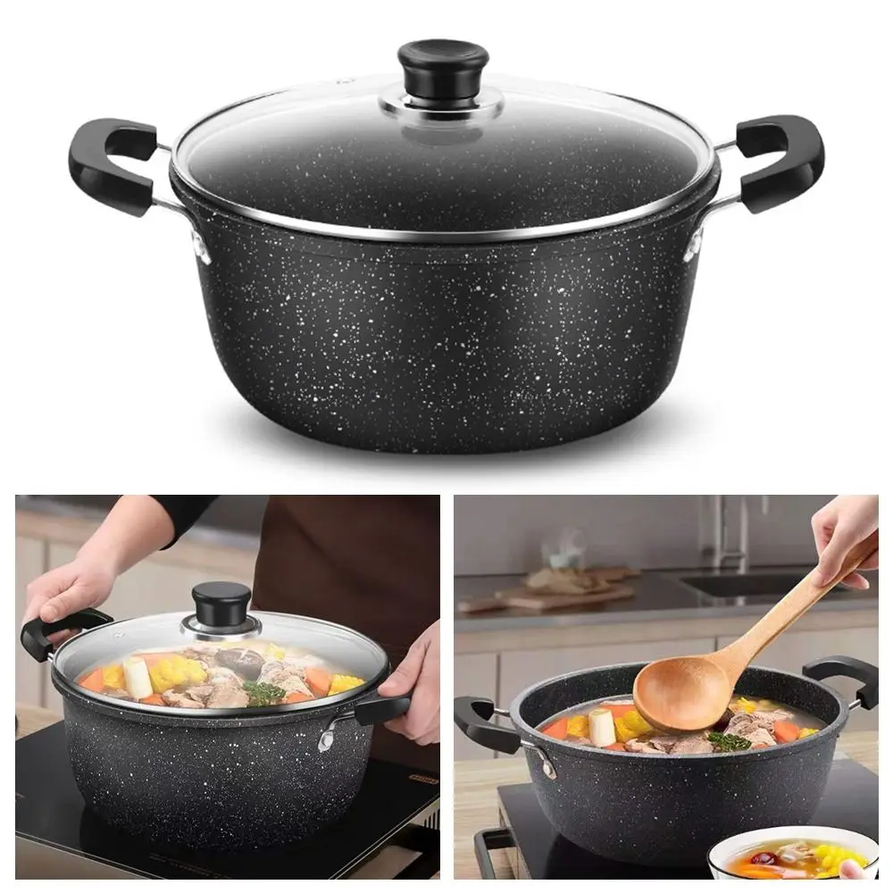 Universal Maifan Stone Soup Pot Non-stick with Lid Kitchen Cooking Two Ears Household Saucepan Stock Gas Induction Cooker