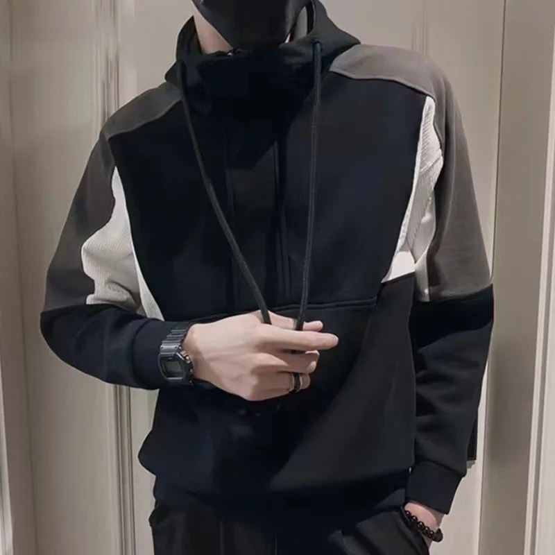 Fashion Hooded Spliced Loose Casual Hoodies Men's Clothing 2023 Autumn New Korean Tops Long Sleeve All-match Sweatshirts