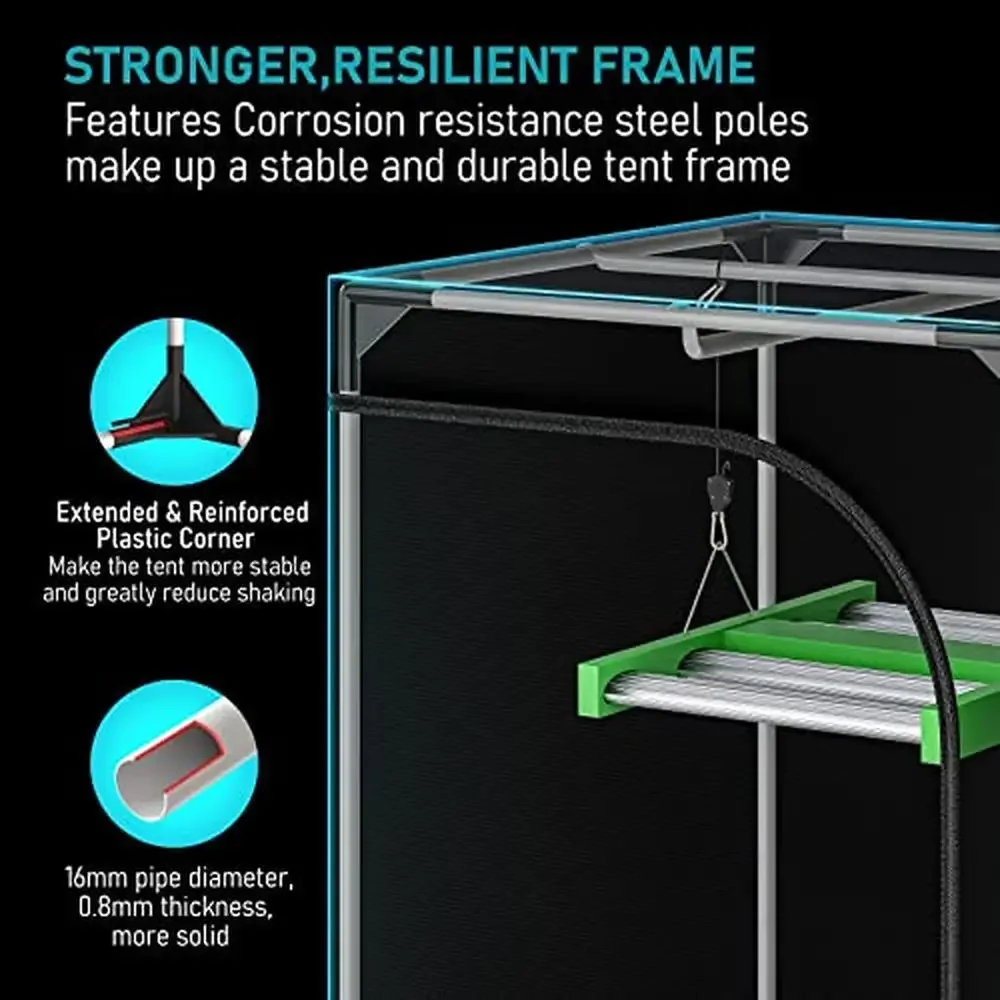 20x20x48 Indoor Grow Tent High Reflective Mylar Gardening Small Room Durable Frame Removable Floor Multiple Vents Easy Assembly