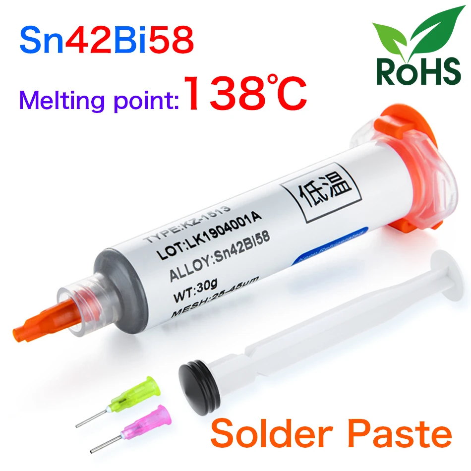 Leadfree Low Temperature Sn42bi58 Needle Tube Solder Paste Environmentally Friendlysoldering