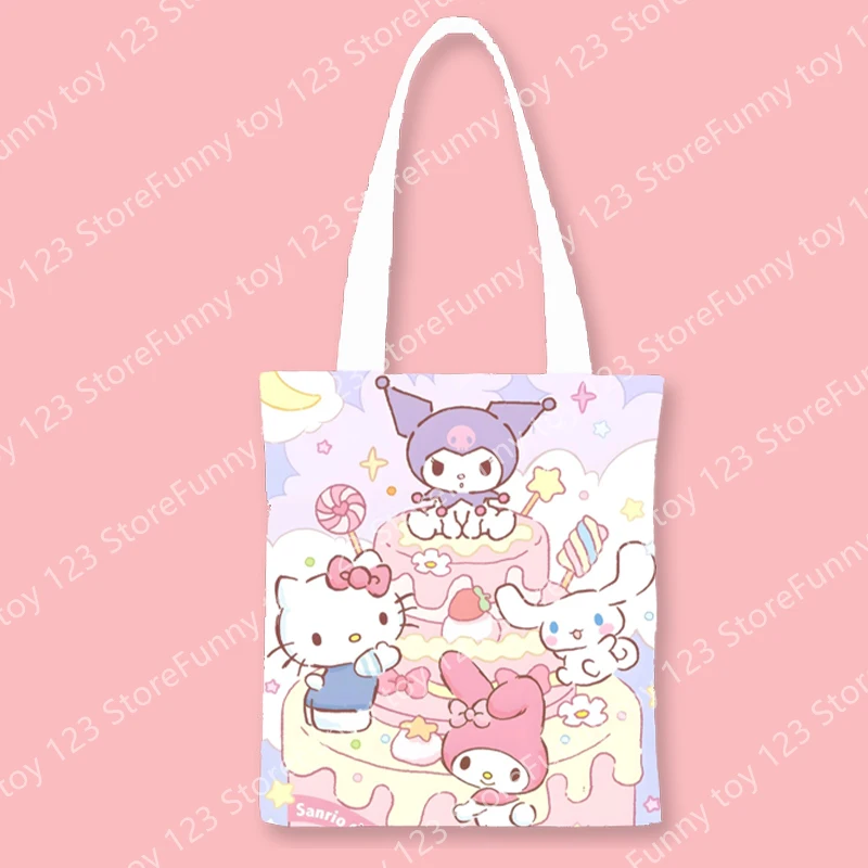 

Холщовая Сумка Hello Kitty Kawaii Y2K, аниме, модная мультяшная для девушек, большая емкость, косметика, стирка, для путешествий, сумка-тоут, подарки