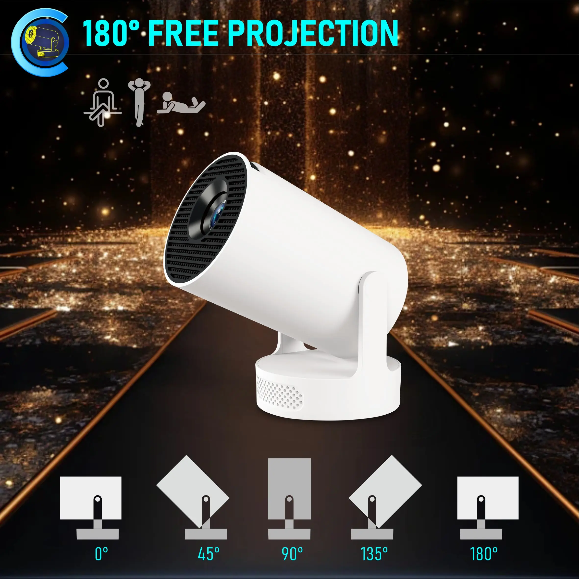 Projector HY300 Ultra 4K Android11 WiFi6 BT5.0 290 ANSI Built in 5W Speaker Ultr