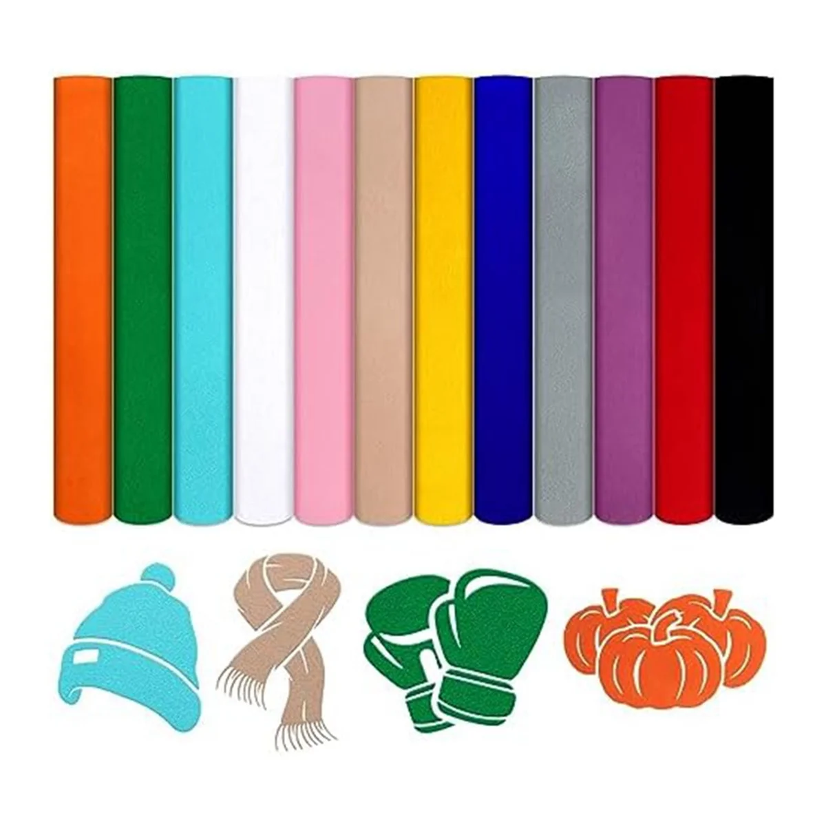 

Flocked HTV Heat Transfer Vinyl - 12 Sheets Mixed Color Flocked Heat Transfer Vinyl Flocked Iron-on for T-Shirts