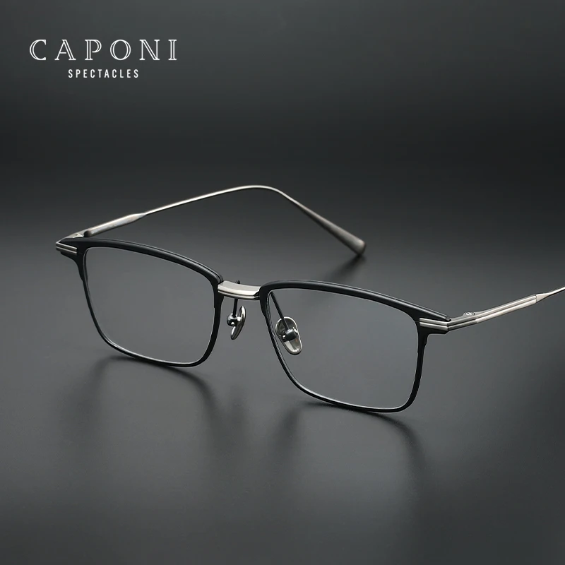 

CAPONI New Pure Titanium Men's Glasses Blue Light Blocking UV400 Protect Spectacles Frame Brand Designer Eyeglasses JF22009