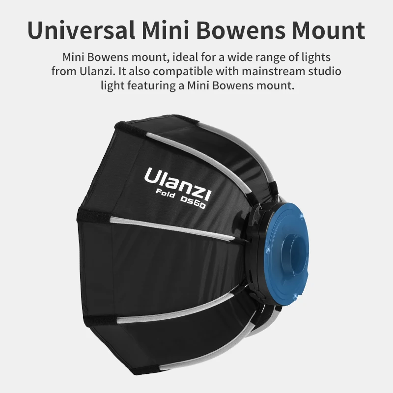 Ulanzi LAS002 40cm 60cm 접이식 팔각형 소프트박스(미니 Bowens 마운트 허니컴 그리드 반사판 포함) 손전등용 우산 소프트박스