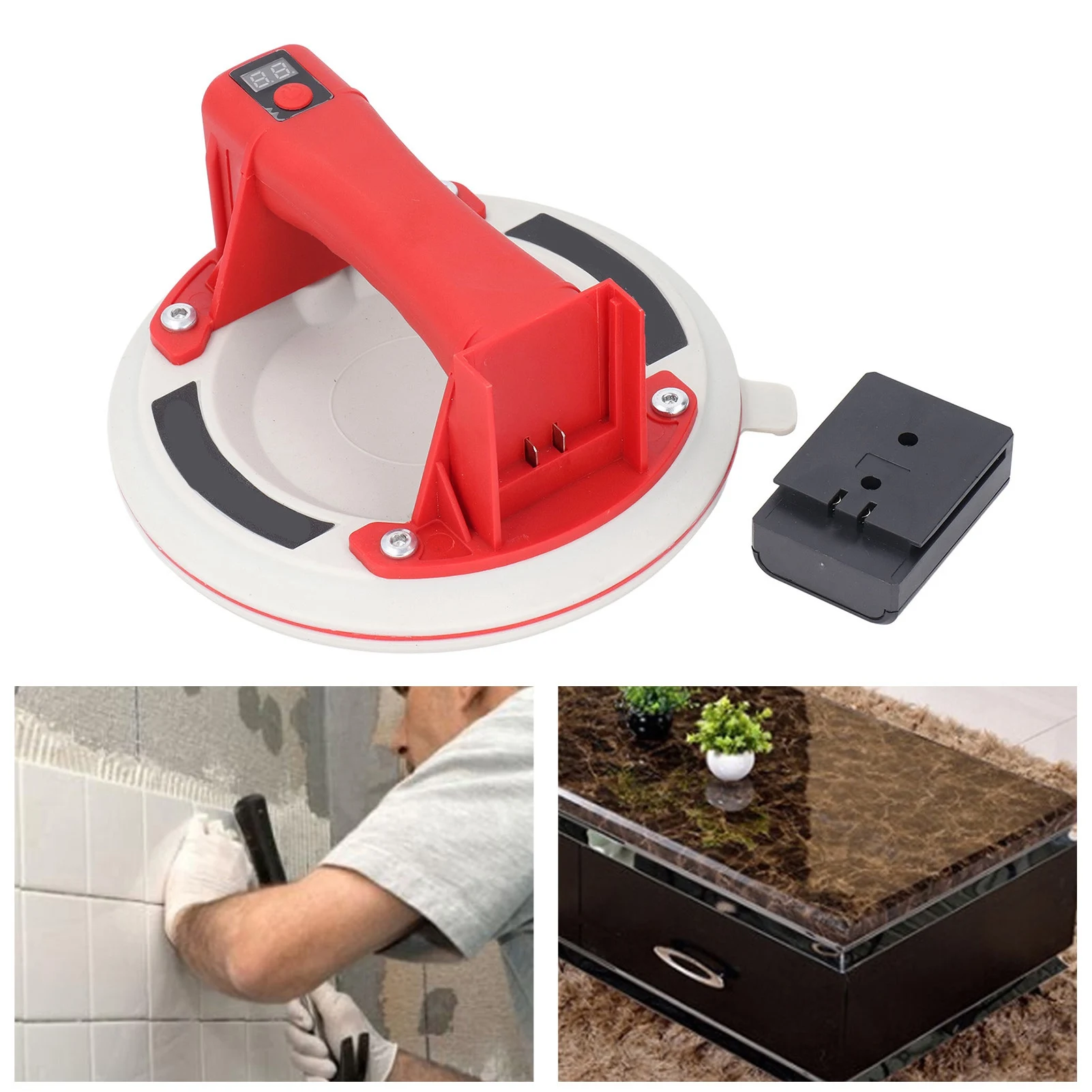 Electric Vacuum Suction Cup Lifter Electric Vacuum Suction Cup Digital Display 8 Inch 600lbs Load Capacity Auto Start for Tile