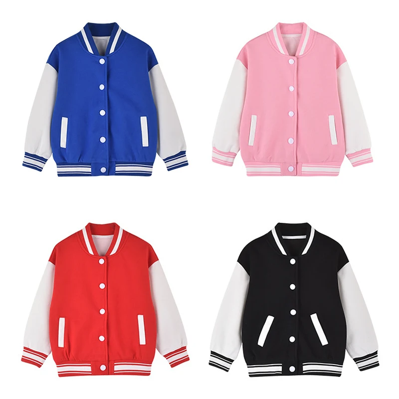 

Korea Cotton Kids Baseball Jackets for Boys Girls Baby Outerwear Long Sleeve Buttons Front Coat Spring Fall Children Clothes