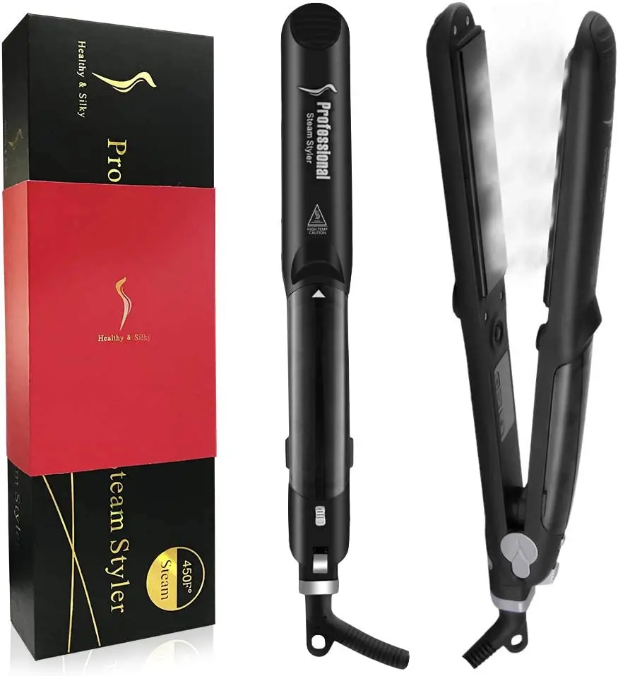 Piastra Per Capelli Professionale A Vapore Piastra Per Capelli In Ceramica Vapor Hair Flat Iron Seam Piastra Per Capelli Bigodino A Vapore Strumento P