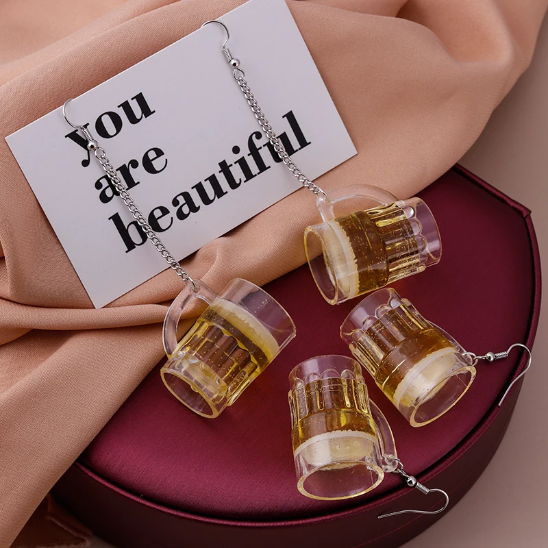 

Cute Simulation Beer Cup Drop Earrings for Women Creative Drink Dangle Earrings Girls Party Birthday Jewelry Gifts