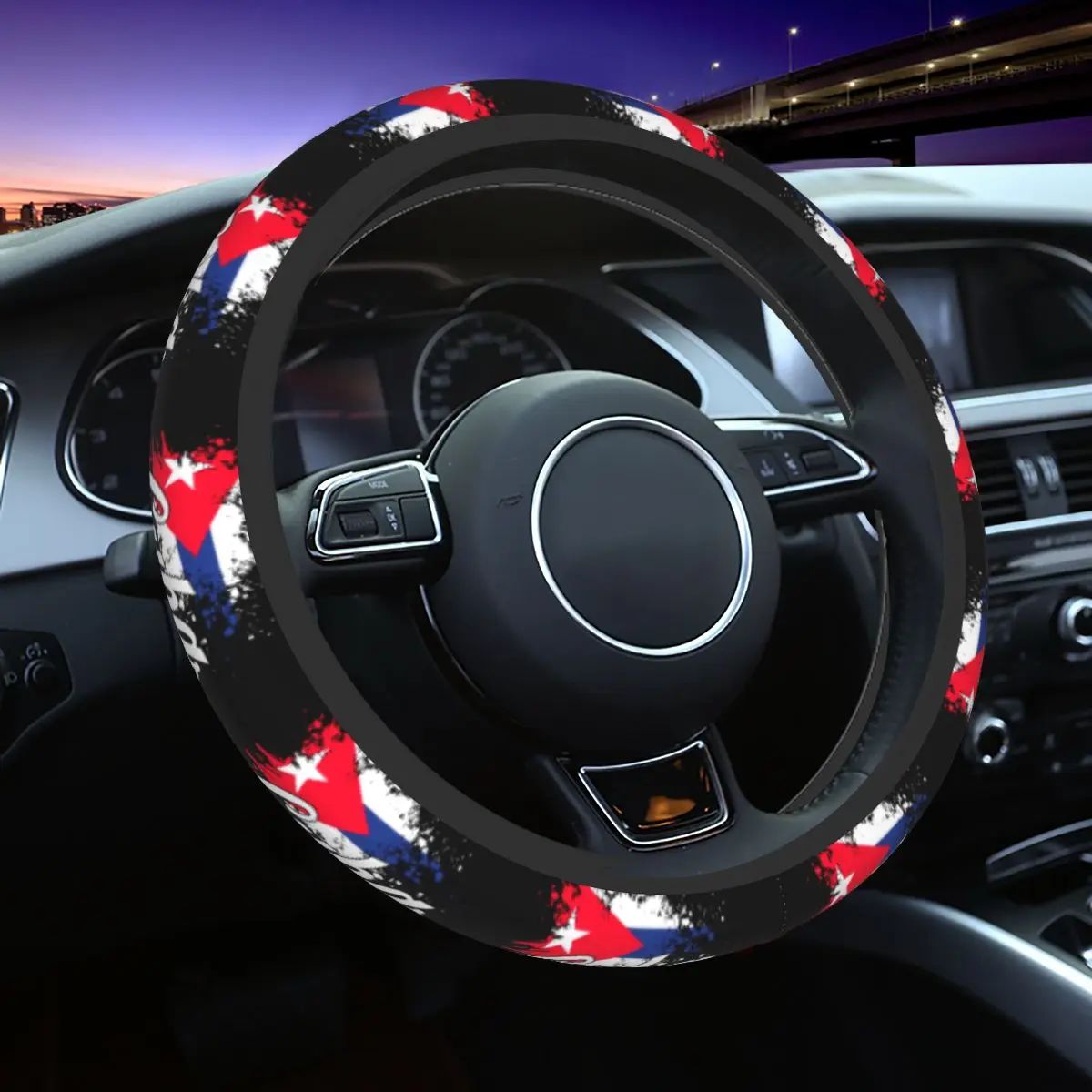 Kuba Kubanische Flagge Auto Lenkrad Abdeckung 37-38 Elastische Auto Lenkrad Schutz Elastische Auto-styling Zubehör