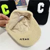 Winter crochet knitted hat Unisex men solid c letter sports hat Women casual thick warm Visor cap Topless hats gorros 3