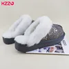 KZZO New Arrive Genuine Leather Slippers Fashion Female Winter Slippers Women Warm Indoor Slippers Soft Wool Lady Home Shoes 2