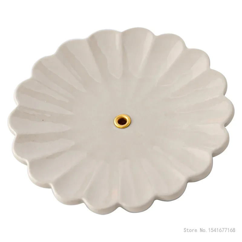 Creative Ceramic Small Incense Holders, Household Indoor Zen, Sleeping Incense Stove, Sandalwood Burner, Flower Shape Plate, 1Pc