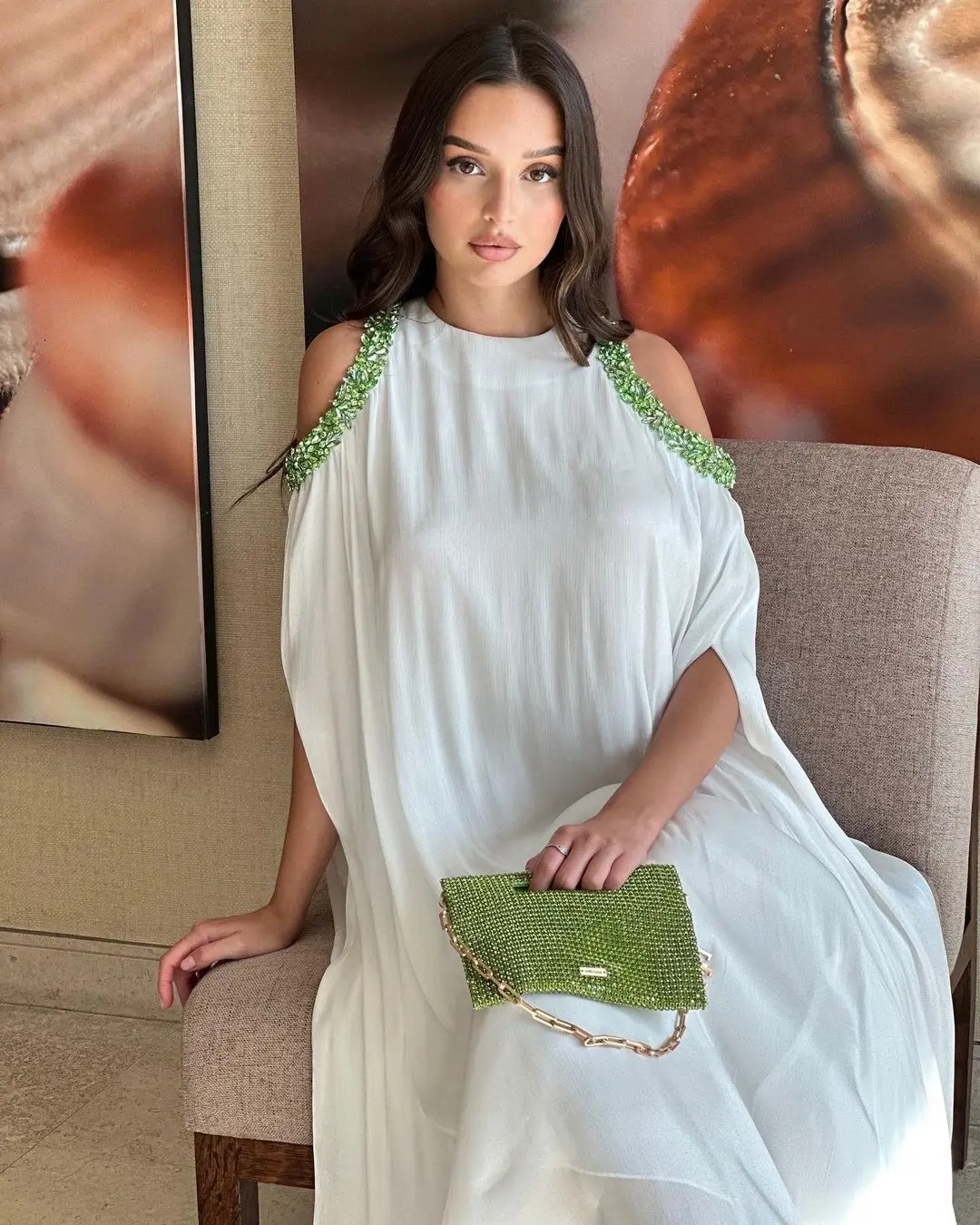 

Formal Occasion Dresses Ivory Chiffon Women's Prom Dress Beadings Ankle Length Evening Party Gowns