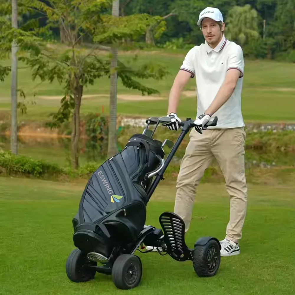 ESWING New 4 Wheel Electric Golf Trolley 1600W Foldable Push Golf Trolley Electric