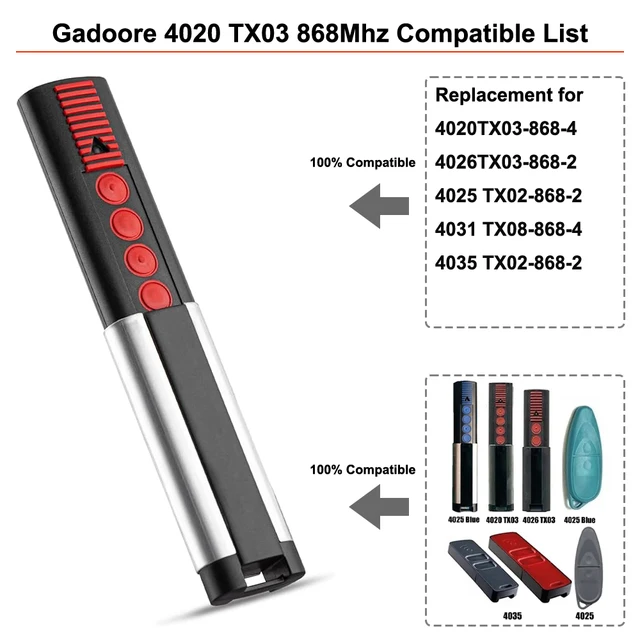 Mando A Distancia Para Puerta De Garaje De 868 MHz, Mando A Distancia Para 4020 TX03-868-4 4020V000, Mando A Distancia Para Puerta De Garaje, 4 Canales