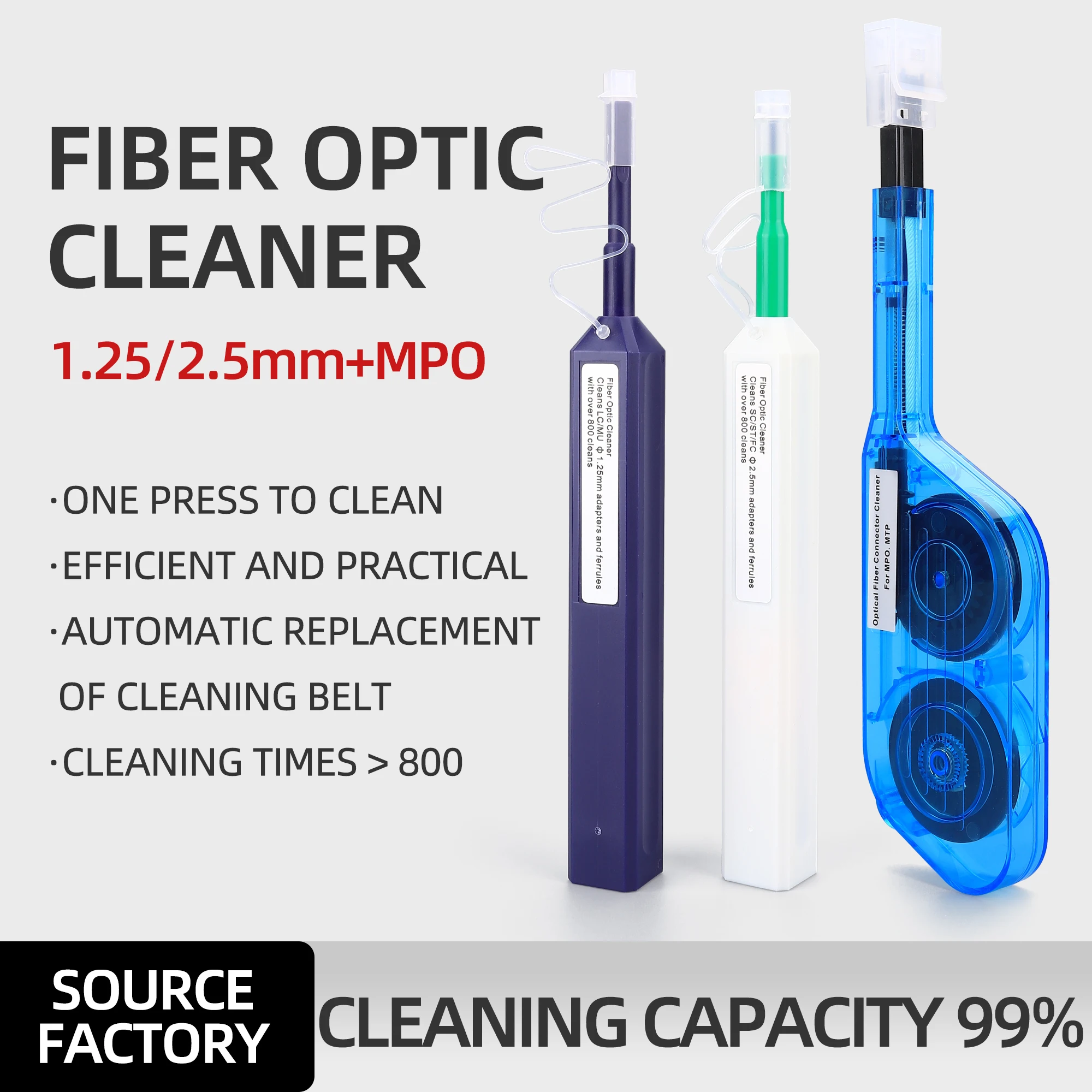 

MPO/MTP Cleaner One Click Cleaning Pen 1.25/2.5MM Fiber Optic Cleaner Maintenance SC/FC/ST/LC Adapter Connector FTTH Cleaning