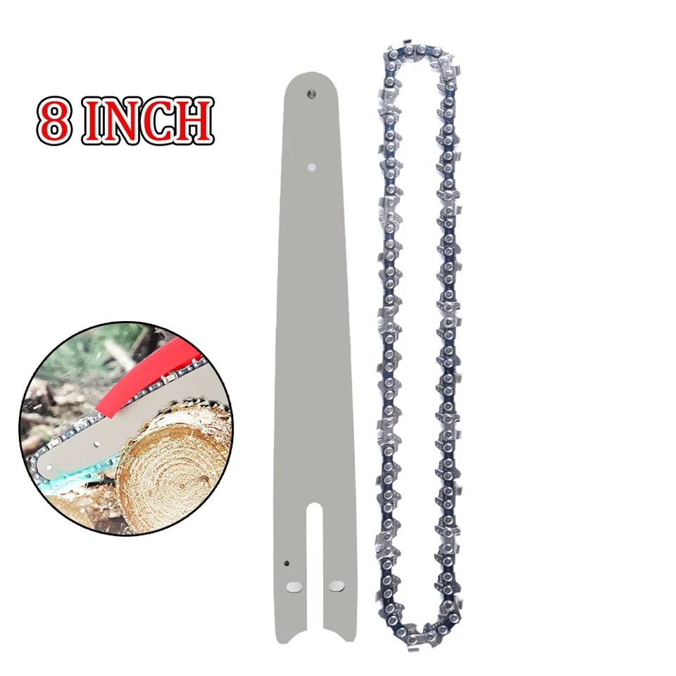 Kit Combinato Catena E Guida Per Motosega – Misure 4, 6 E 8 Pollici, In Acciaio, Per Taglio Preciso E Portatile