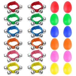 24 Packs Shaker Musical Instruments For Kids, 12 Packs Egg Shaker And 12 Packs Wrist Hand Band Jingle Bells