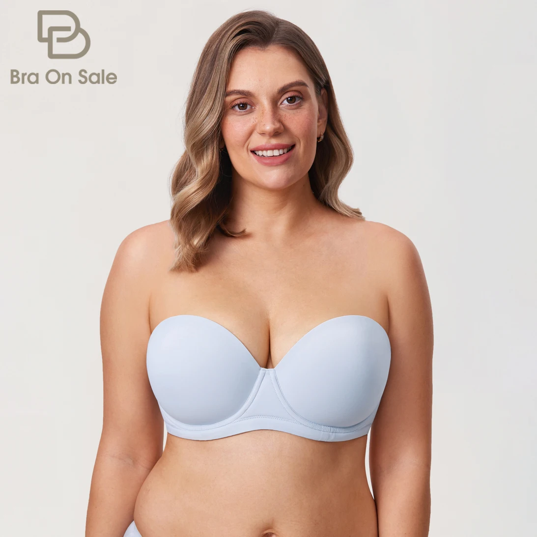 

Women's Multiway Full Coverage Strapless Bra Plus Size Push Up Underwire Contour Silicone Slightly Padded B-DD E F G H