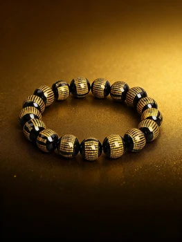 Heart Sutra Onyx Bracelet with Vigour & Protection Thousand Characters Scripture Beads Buddhist Meditation Spiritual Jewelry Men