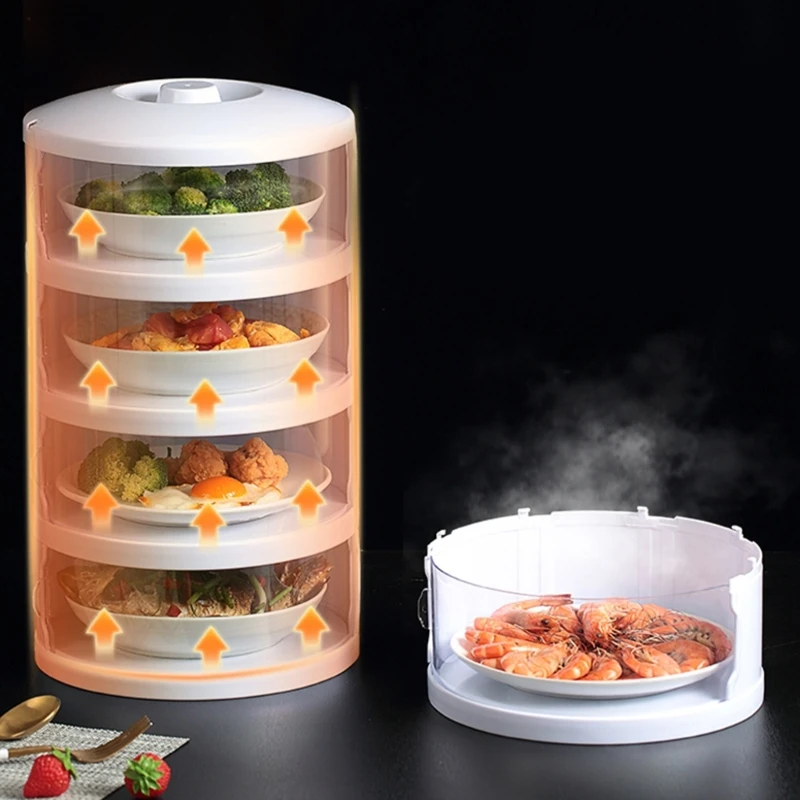 Food Insulation Covers 3/4/5 Layer Transparent Stackable Dustproof Leftovers Food Storage Box Container Kitchen Organization
