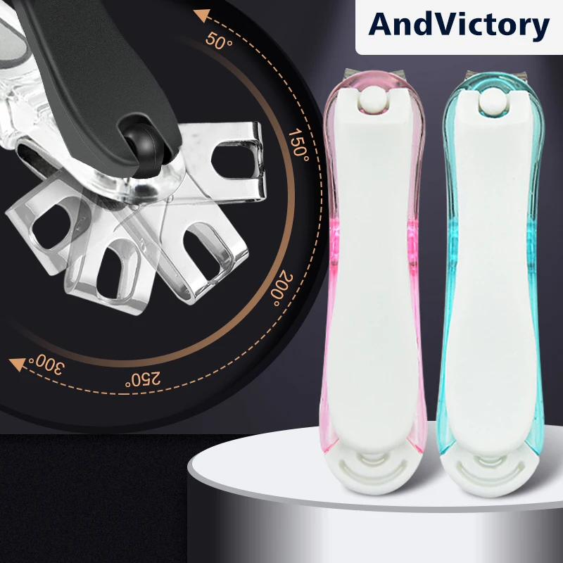 1pcs 2in1 Grip 360 Rotary Fingernail Nail Clipper With File Cutter