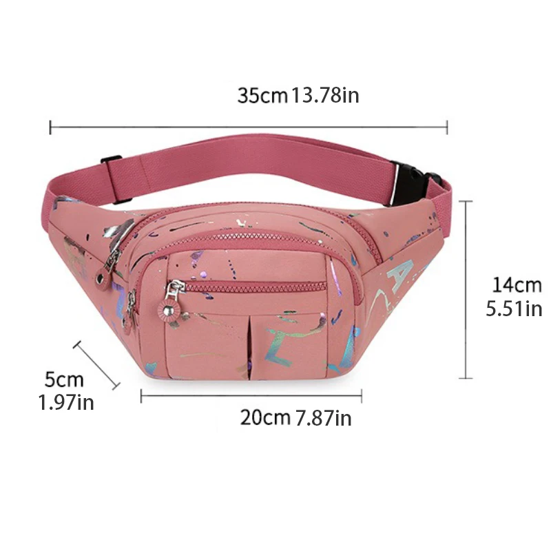 Multi functional women's fashionable waist bag, adjustable shoulder straps, suitable for running, traveling, and daily use, with