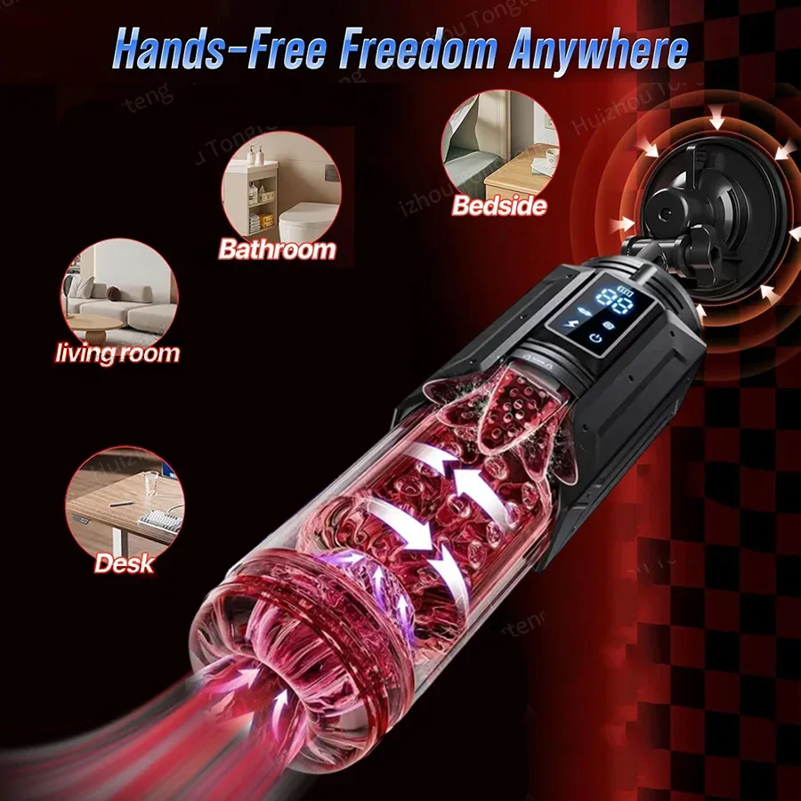 HeartCaptor Electric Male Masturbator Cup with 7 Modes LED Display Rechargeable Silicone Stroker - Details 9