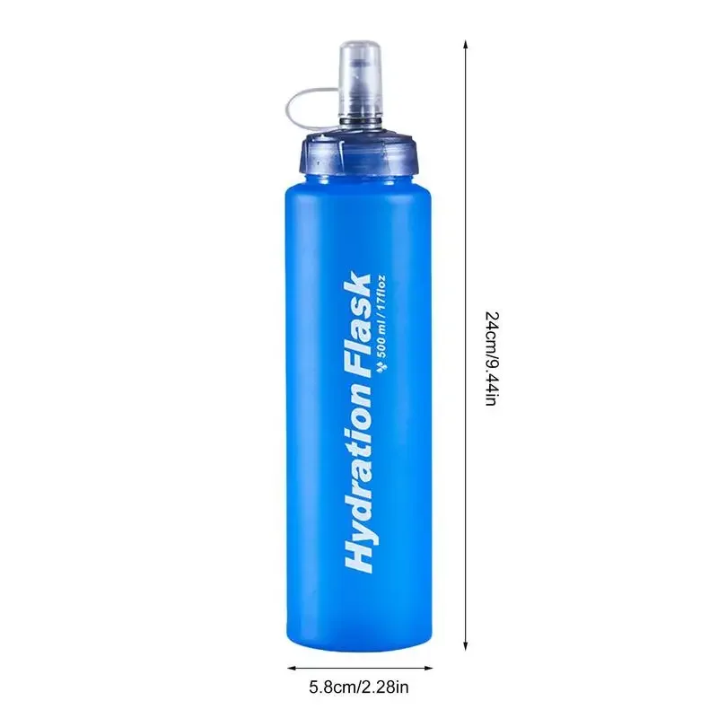 Soft Flask Folding Collapsible Water Bottle 500ml 750ml for Traveling Sport Running